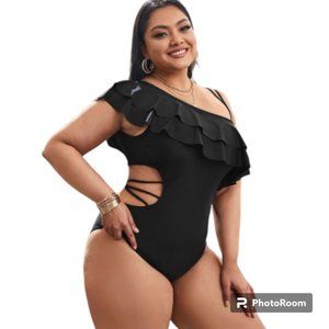 Plus Ruffle Hem One Piece Swimsuit